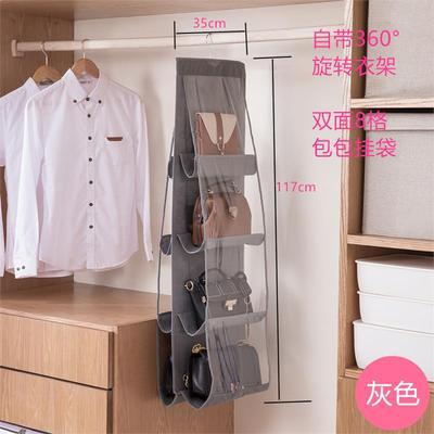 8 Pocket Folding Hanging Handbag Purse Storage Large Clear Holder Anti-dust Organizer Rack Hook Hanger: 8 Pocket Gray