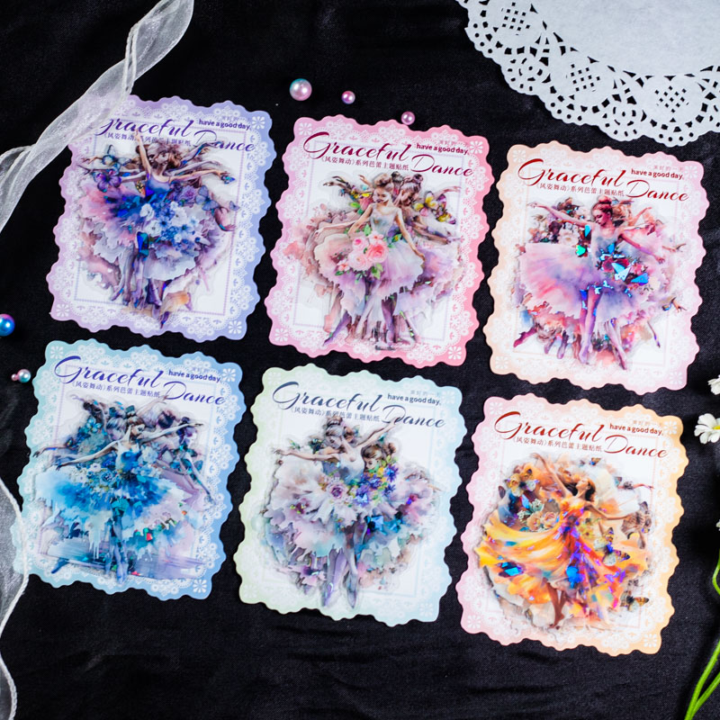 Pegatinas de baile Kawaii para chica bonita, accesorios decorativos para álbum de recortes, adhesivos para manualidades, suministros para diario, 10 piezas