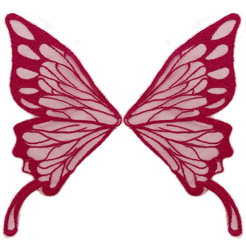 1 Paar Vlinder Patroon Kanten Kraag Diy Geborduurde Applicaties Lace Butterfly Wing Naai Op Patches Voor Jurk Diy Craft Decoratie