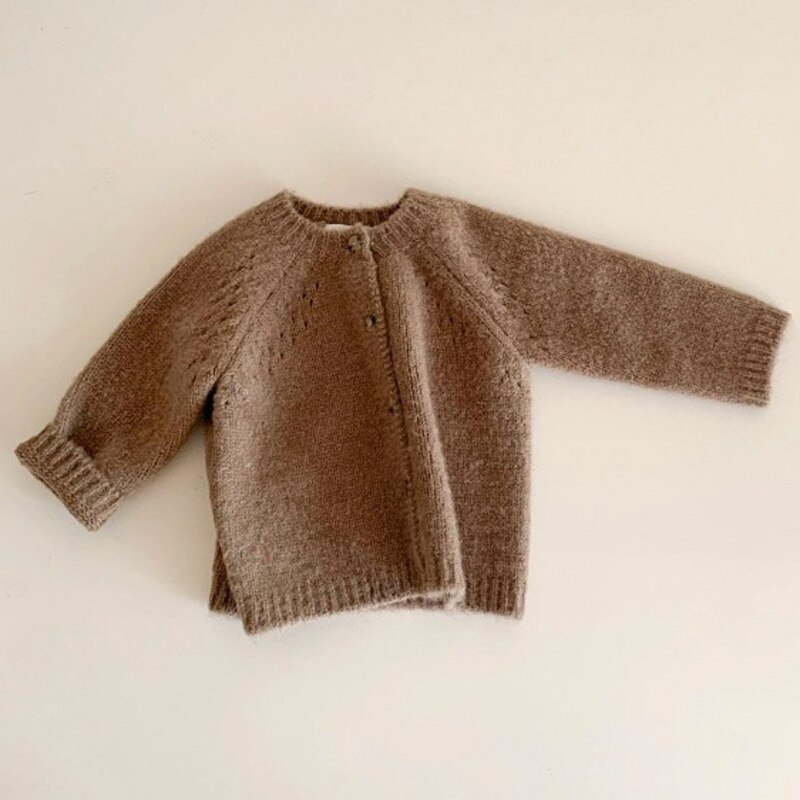 Herfst Baby Trui Peuter Jongens Meisjes Gebreide Vesten Jas Pasgeboren Truien Lange Mouw Katoenen Baby Gebreide Jas Tops: brown / 9M  73cm