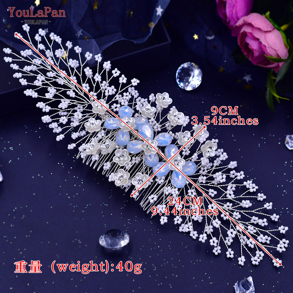 Topqueen-pente de cabelo hp289 dourado, pente de cabelo luxuoso, de noiva, pente de cristal, pentes artesanais, vintage, joias de cabelo