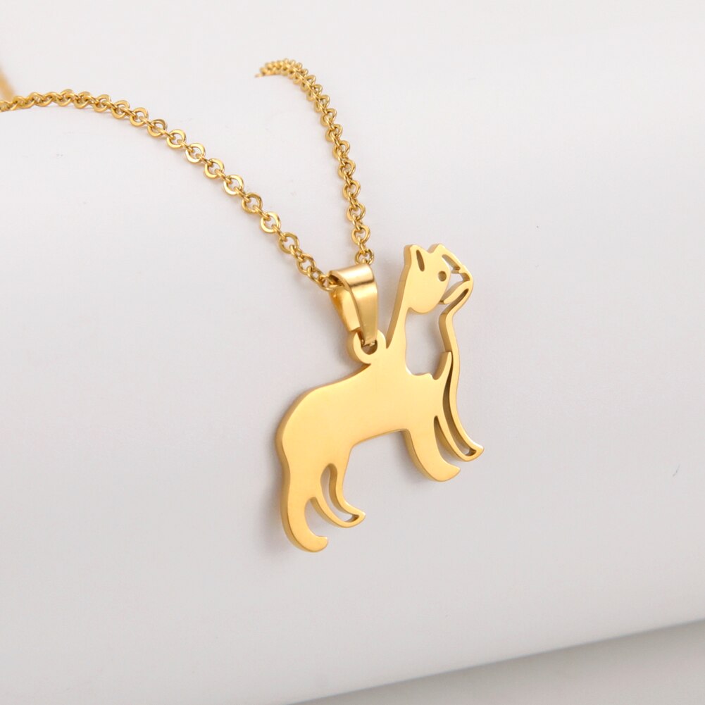 Unift Collier en acier inoxydable avec chat tacheté pour femme, breloques en forme d&#39;animal, ras du cou, bijoux de fiançailles pour amoureux
