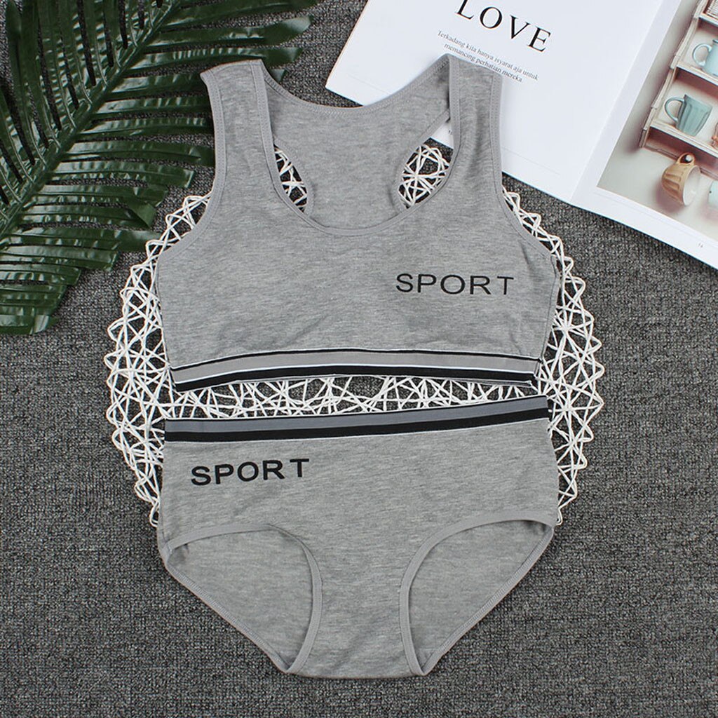 Teen Girls Underwear Bra Vest Children Underpants Briefs Training Bra Soft Breathable sports Gym 2 Piece Under Set Clothes
