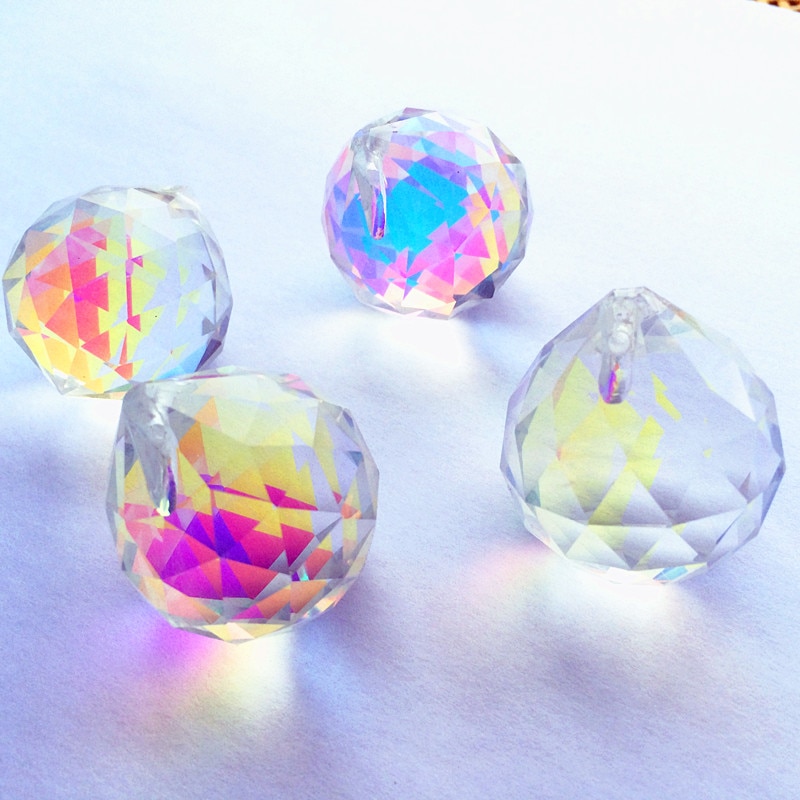 10pcs/lot Clear AB 30mm Crystal Faceted Balls ( Free Ring) Glass Sparkle Chandelier Pendants/ Crystal Lamp Parts
