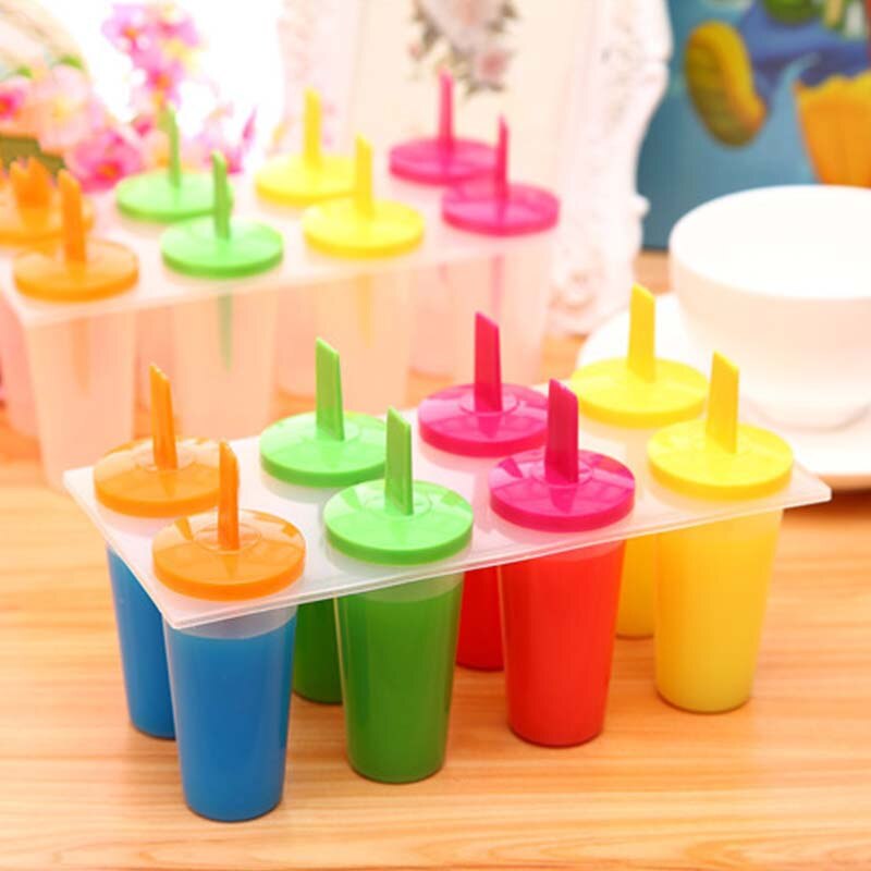 Mode Populaire 8 Mobiele Ijs Popsicle Mallen Koken Gereedschap Rechthoek Vormige Herbruikbare Diy Bevroren Ijs Pop Bakken Mallen