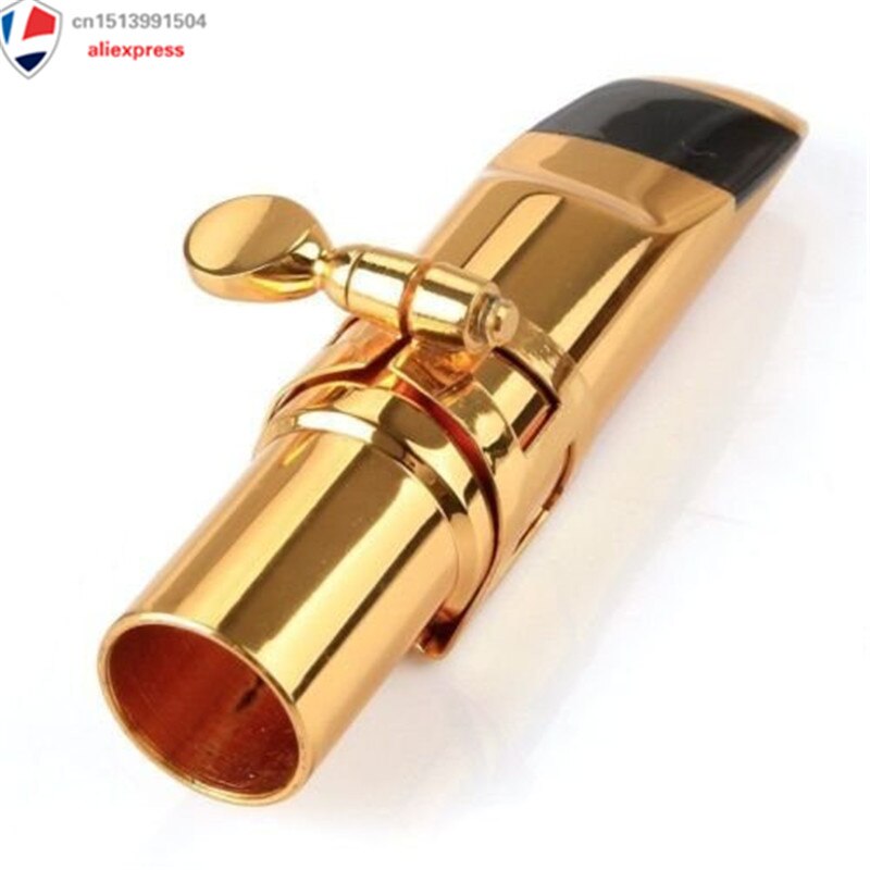 Prive Custom Altsax Mondstuk, Vergulde Metalen Eb Altsaxofoon Mondstuk + Cap + Ligatuur Size #7