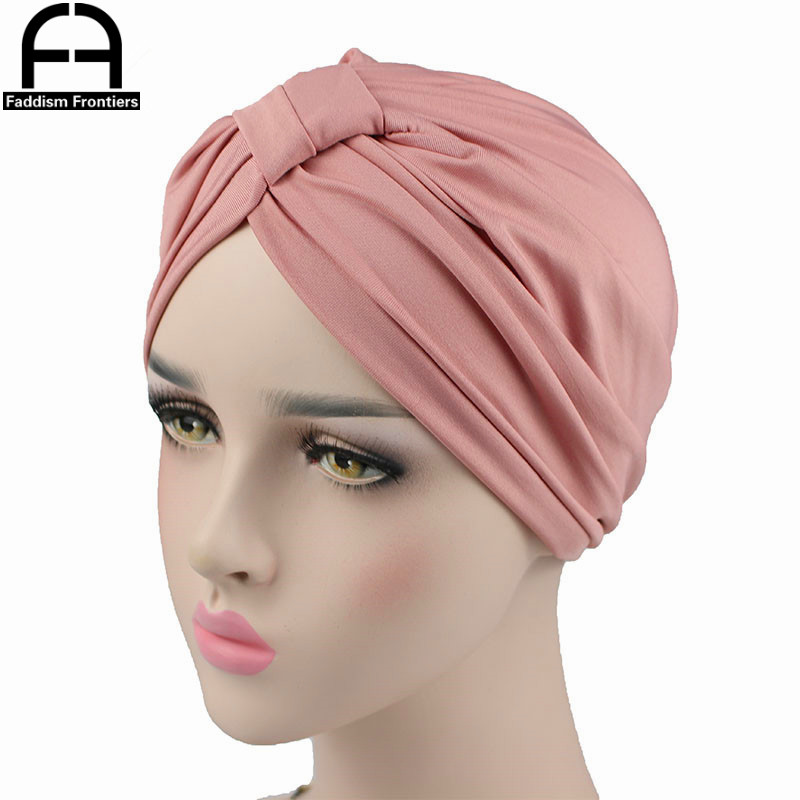 Turbante elástico de LICRA para mujer, diadema, turbante musulmán, Bandanas para quimio, accesorios para el cabello