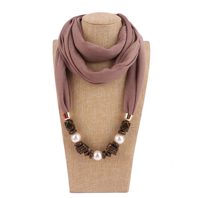 LaMaxPa Neue Frauen Solide Schmuck Anhänger Chiffon Schal Perle Schals und wickelt Weichen Weiblichen Zubehör