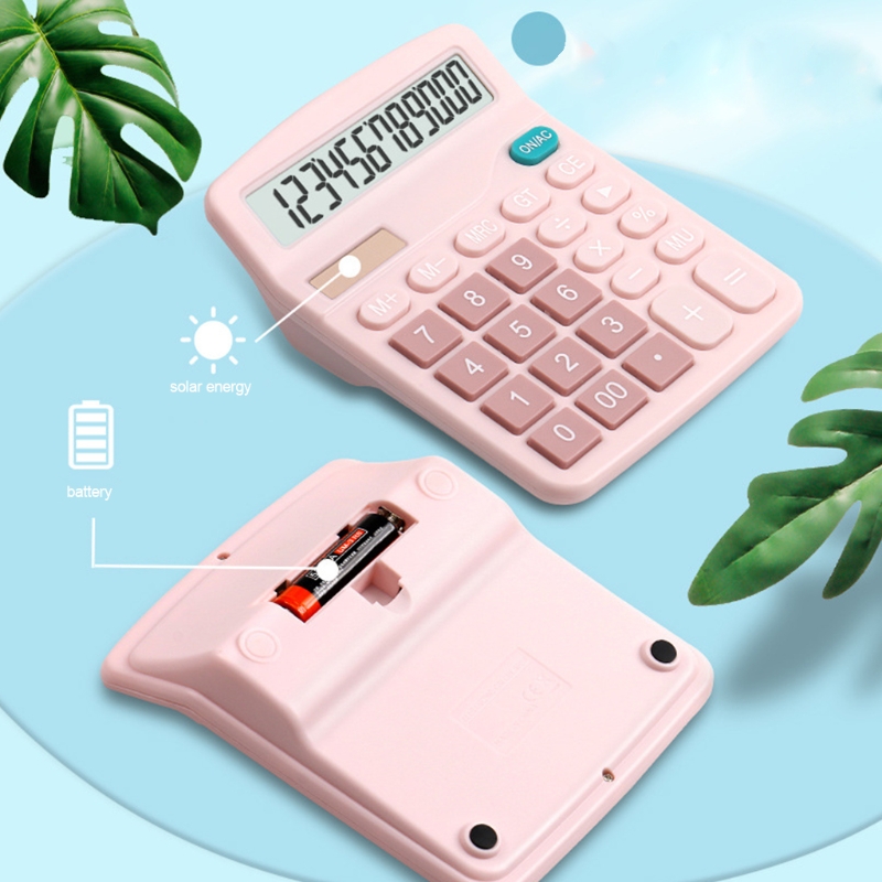 Desktop Calculator 12 Digit with Large LCD Display and Sensitive Button Solar and Battery Dual Power Standard Function