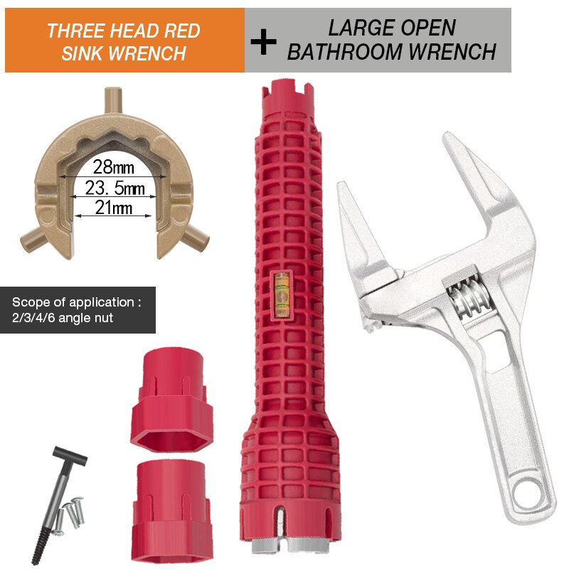 YINLONGDAO Sink Installer Multifunctional Kitchen Bathroom Faucet And Sink Plumbing Installation Extra Long Wrench Tool: A2-B