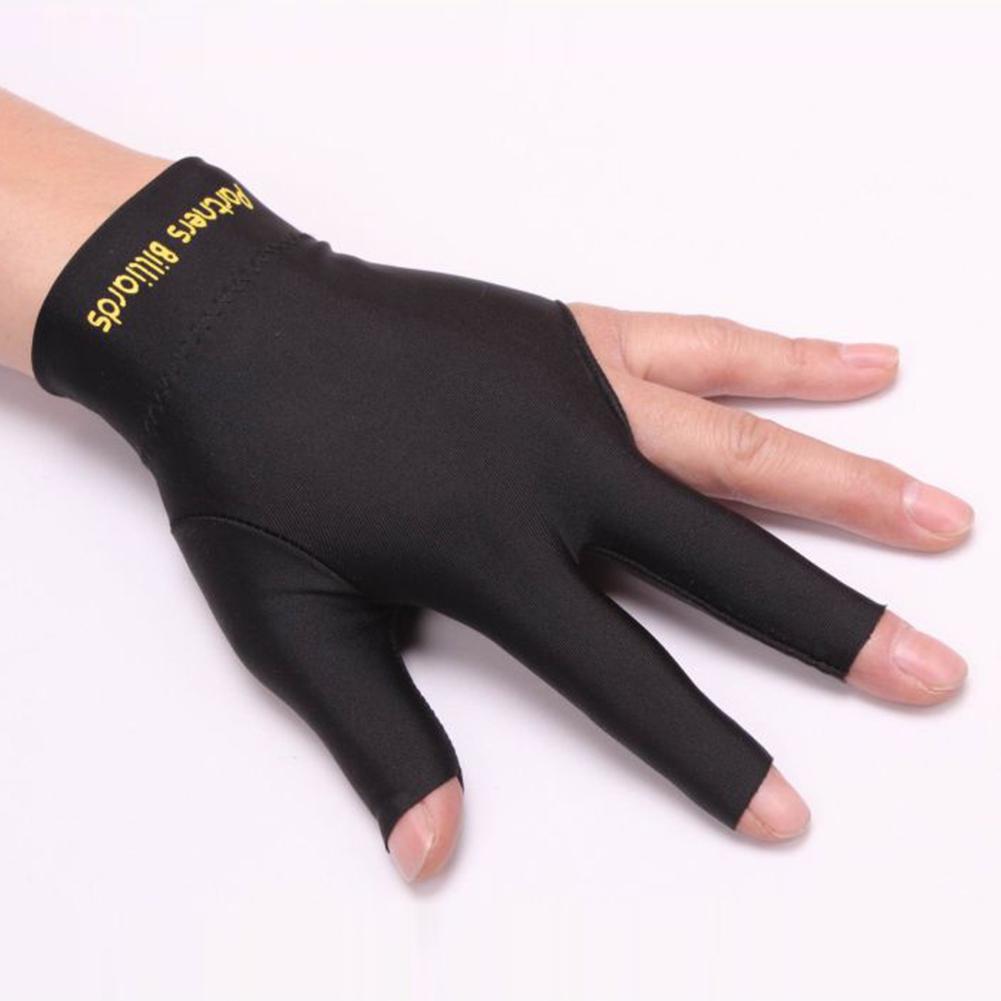 Unisex luvas de bilhar de três dedos cor sólida lycra tecido elastano snooker especial luvas de bilhar equipamento de jogo de bilhar: Black