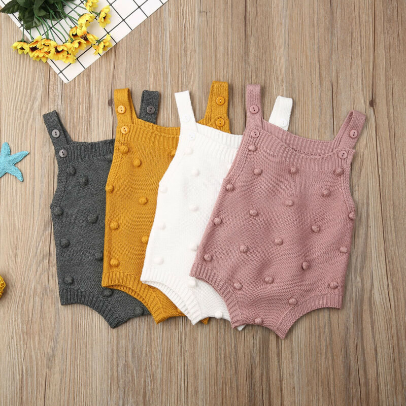 Pudcoco Gebreide Mouwloze Romper Pasgeborenen Baby Jongen Meisje Vest Babygrow Jumpsuit Winter Kleding Overalls Dots Outfits