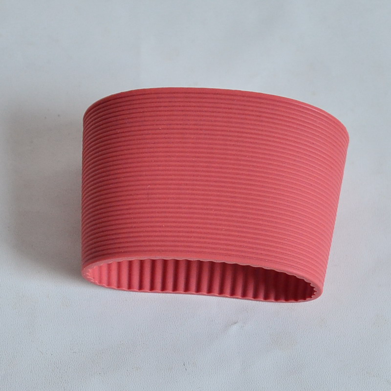5 stks/partij 6 cm hoogte verticale rib siliconen mouwen voor mok, partij cup mouwen band, recyclebaar isolatie cup cover plumyl: Watermelon Red