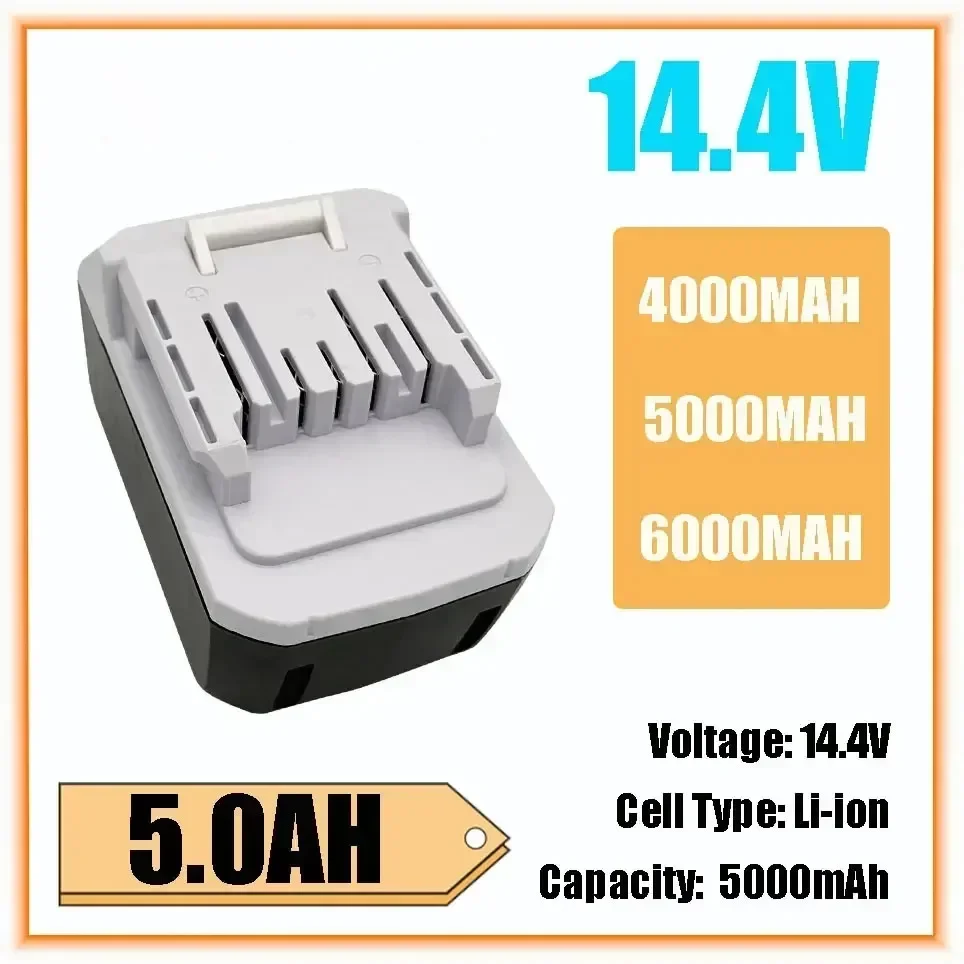 Batterie aste Eddie Ion, Makita Mak, BL1415G, BL1413G, BL1460G, DC18WA, UH480D, UH520D, UM165D, URagglomD, DMR106, 14.4V, 5,0 Ah