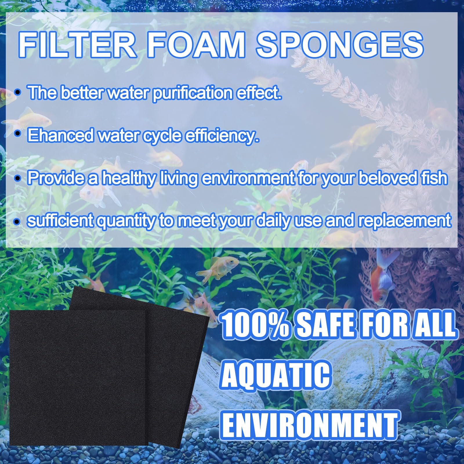 50 PPI Aquarium Filter Sponge Open Cell Foam Sheet Bio Sponge Filter Media Pad HMF Fish Tank Sump Divider Cut-to-Size Foam