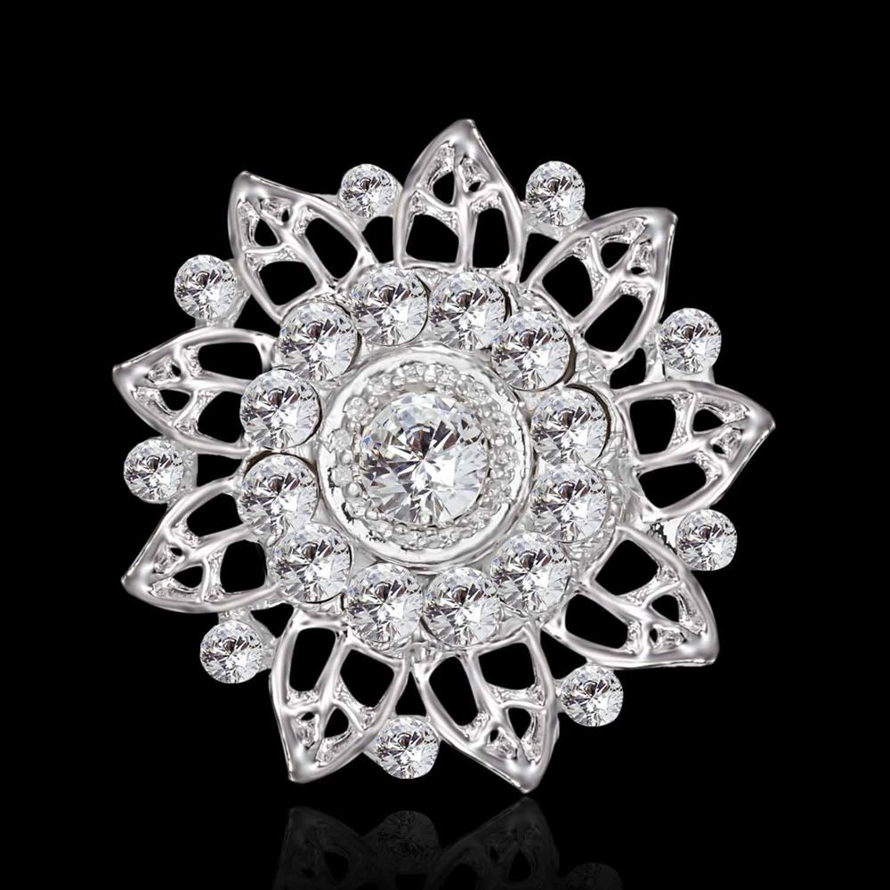 Rinhoo Trendy Rhinestone Flower Brooches For Women Bride Scarf Clip Sweater Brooches Coat Dress Wedding Bridal Jewelry