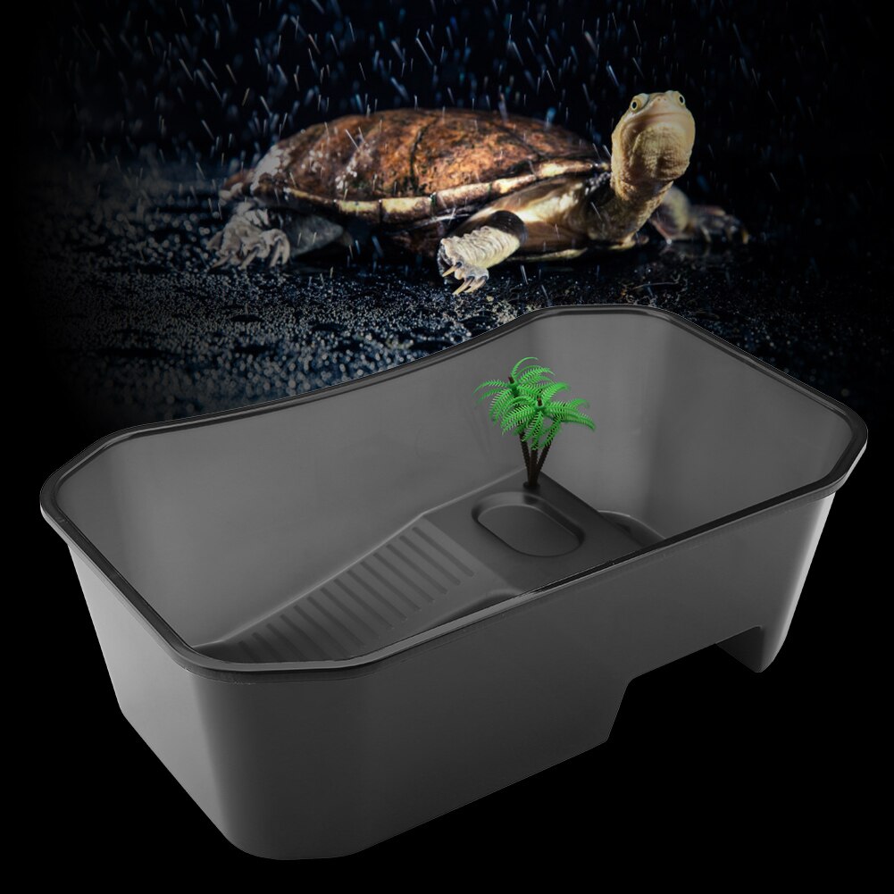 Pecera abierta de plástico pequeña con plataforma de calentamiento acuarios para reptil de tortuga,