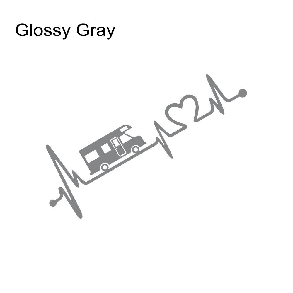 Pegatinas de vinilo de rayas para autocaravana, caja de caballos, caravana, RV, accesorios para coche, calcomanías gráficas de decoración de electrocardiograma: L / Plata