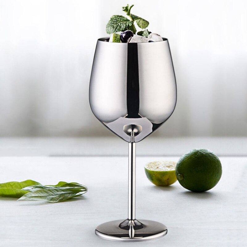 Verre à vin en acier inoxydable, gobelet à jus, à Champagne, pour Cocktail, à whisky, paquet de 3, 500Ml