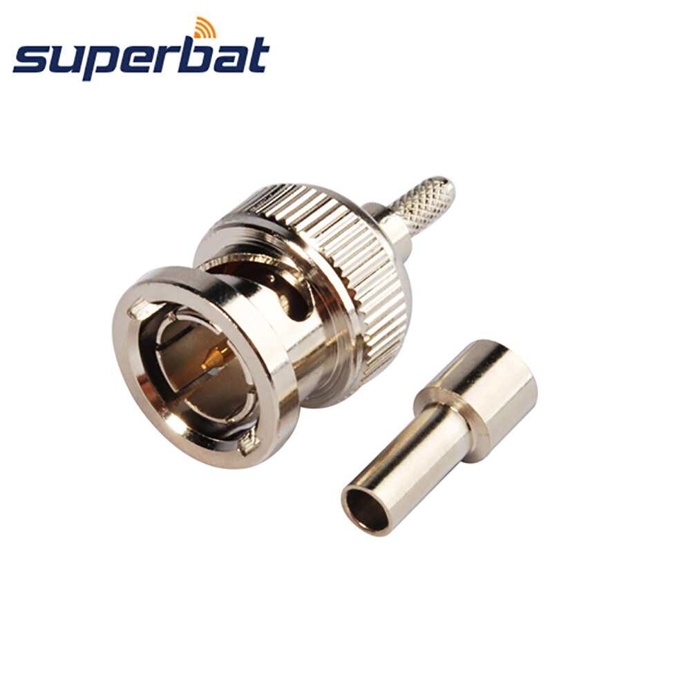 Superbat – prise BNC, 75 Ohm, RF, pour RG174, RG316, LMR100, RG179, en laiton nickelé, fixation de câble à souder