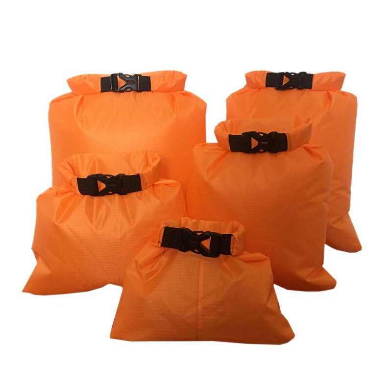Lot de 5 sacs étanches en tissu silicone enduit de 1.5l/2.5l/3.5l/4.5l/6l couches pour rafting, canoë, bateau: Orange