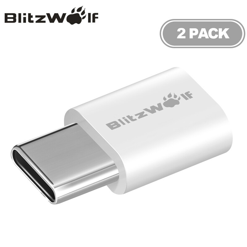 BlitzWolf 2PCS Micro USB naar USB Type-C Adapter Man-vrouw Converteren Kabel Connector Voor Xiaomi Type -C Mobiele Telefoons Adapter