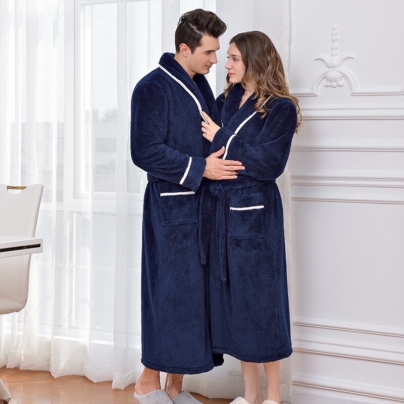 Høst og vinter nattkjole tykk varme par badekåper flanell hjemmeklær badekåpe menn kimono hombre nattkjole menn: 3 / Xl