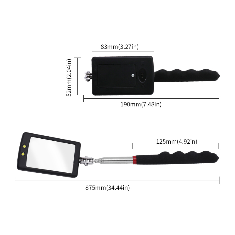 Endoscópio de chassi de automóvel 360 ° Espelhos telescópicos ângulo led luz ampliação espelho de inspeção ferramentas de detecção de reparo de carro