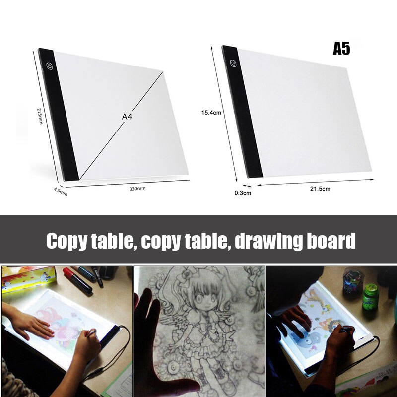 A4/A5 LED Drawing Boards Tracing Board Copy Pads LED Drawing Tablet Plate Art Writing Stepless Dimming EM88