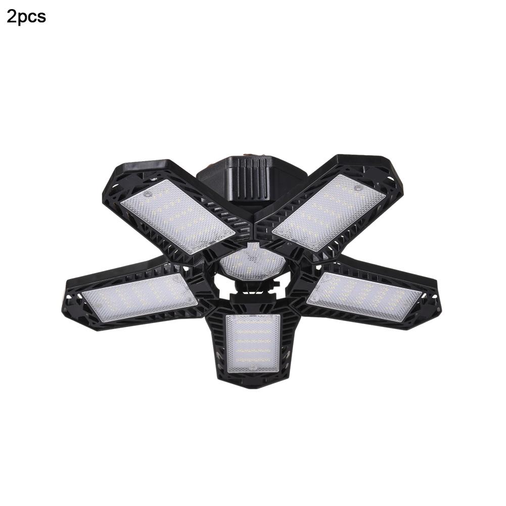 100w 180w LED Garage Light 5 Leaf Deformation Fan Ceiling Light E26 Industrial Lamp For Workshop Warehouse 85-265V: 2pcs Black 80w