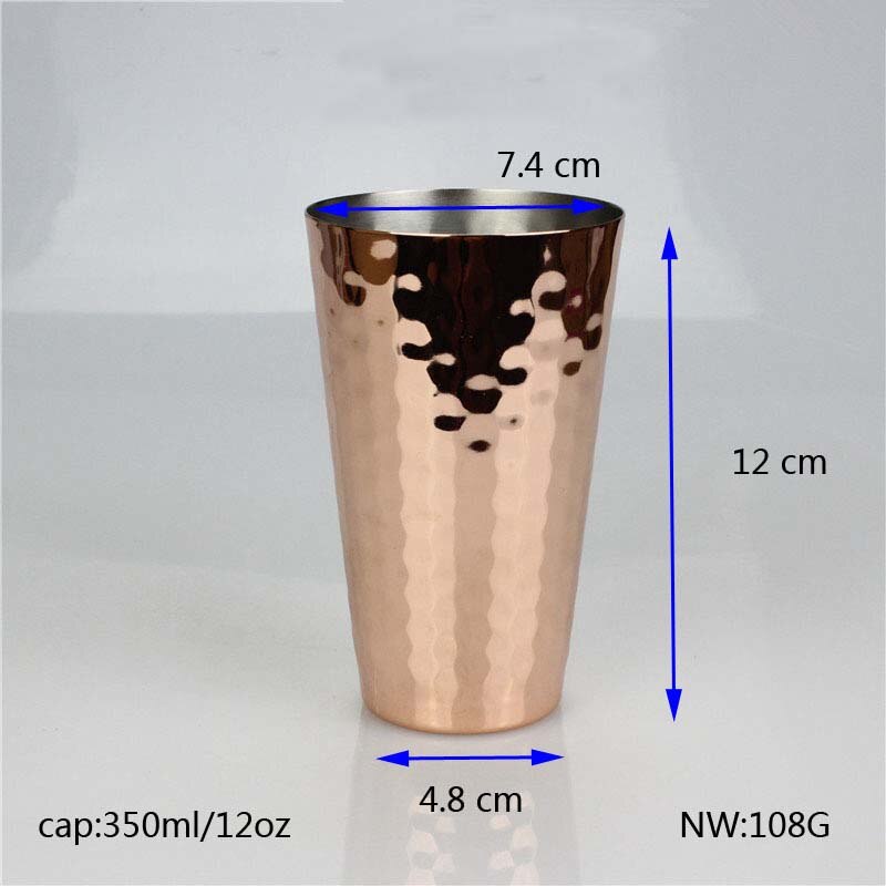 Taza bañada en cobre y bronce de acero inoxidable, taza de mula de Moscú, taza de cerveza, taza de café, leche, artículos de cóctel para Bar/hogar, 530ml: 7