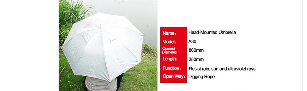 Fishing Hat Portable Anti-Ultraviolet Light Rain Shade Head-Mounted Umbrella For Outdoor Fishing: A80