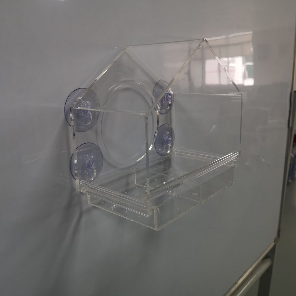 Window Bird Feeders Clear Glass Window Viewing Bird Feed Hotel Table Peanut Hanging Suction For Pet Birds Outdoor