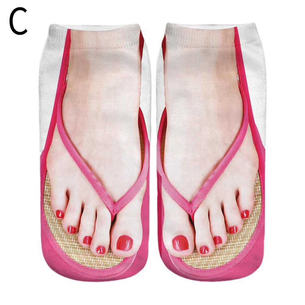 1 Pair 3D Printing Pattern Flip Flop Socks Funny Socks for Women Flip-flop Ankle Socks Low Cut Floor Socks Hosiery Novelty: Blue