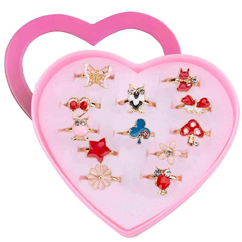 Children Rings Adjustable Exquisite Jewelry Cartoon Makeup Pretend Play Girls Birthday Kids Rewards TMZ