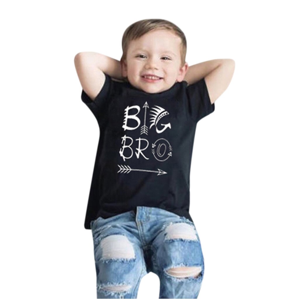 Kleinkind Baby Jungen groß Bruder knapp Gedruckt Kurzarm T-Shirt Spitzen Bluse Neue Jahr Für freundlicher Sommer Kleidung freundlicher # Y