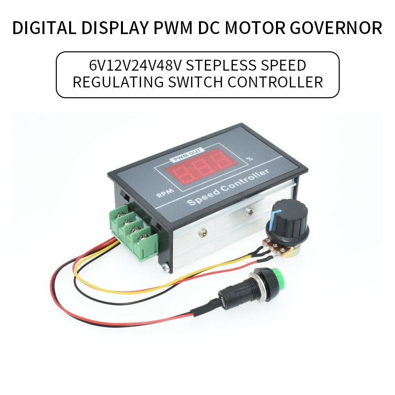 30a digitale ledet likestrøm motorhastighetsregulator  dc 6-60v 12v 24v 36v 48v 30a pwm hastighet justerbar trinnløs regulator regulator