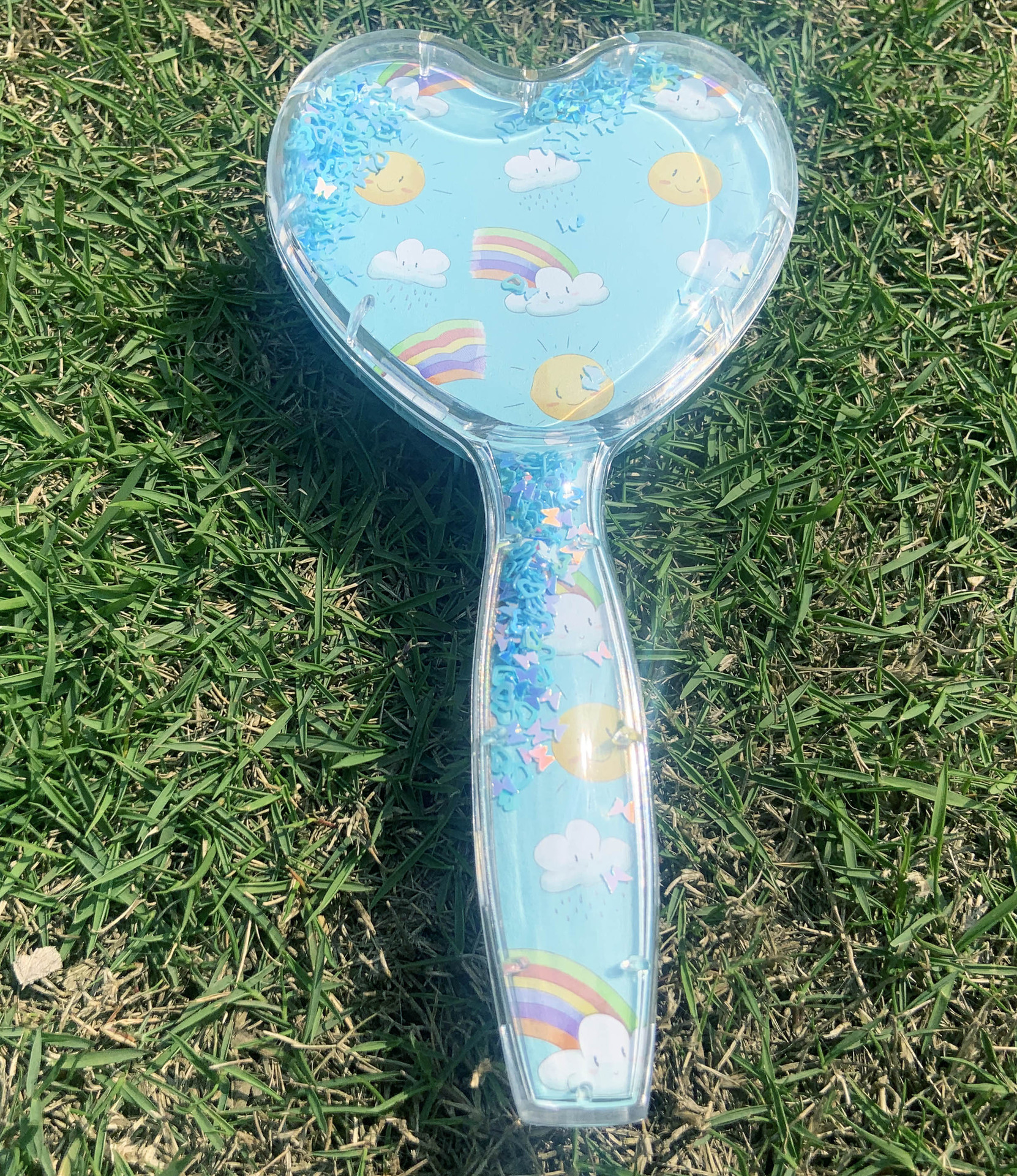 Cute Heart Hairdressing Comb for Kids Anti-knot Massage Hair Comb for Children Girls Cartoon Unicorn Flowing Stars Hair Comb: blue heart