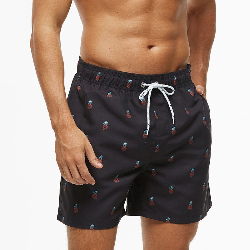 men's summer swimming shorts men's beach shorts quick drying men bathing shorts with lining