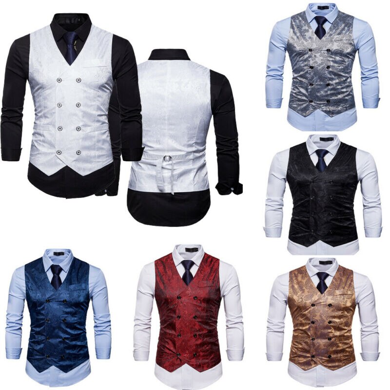 Kostymväst för män slim fit smal bröllopsväst män botton formell business slim fit väst kostym smokingväst