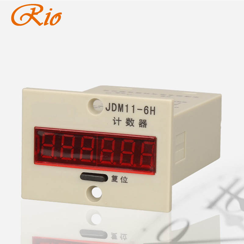 JDM11-6H AC 220V 4 Terminals 6 Digits LED Display Plastic Shell Electronic Voltage Input 0-99999 Accumulate Accumulating Counter