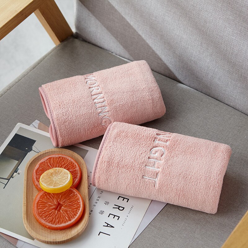 Wit Koraal Fluwelen Handdoek Set Morning & Night Wit Blauw Roze Douche Handdoek Borduren Handdoek 2 Stks/set Zachte Handdoek Gezicht zwemmen Thuis: pink towel set