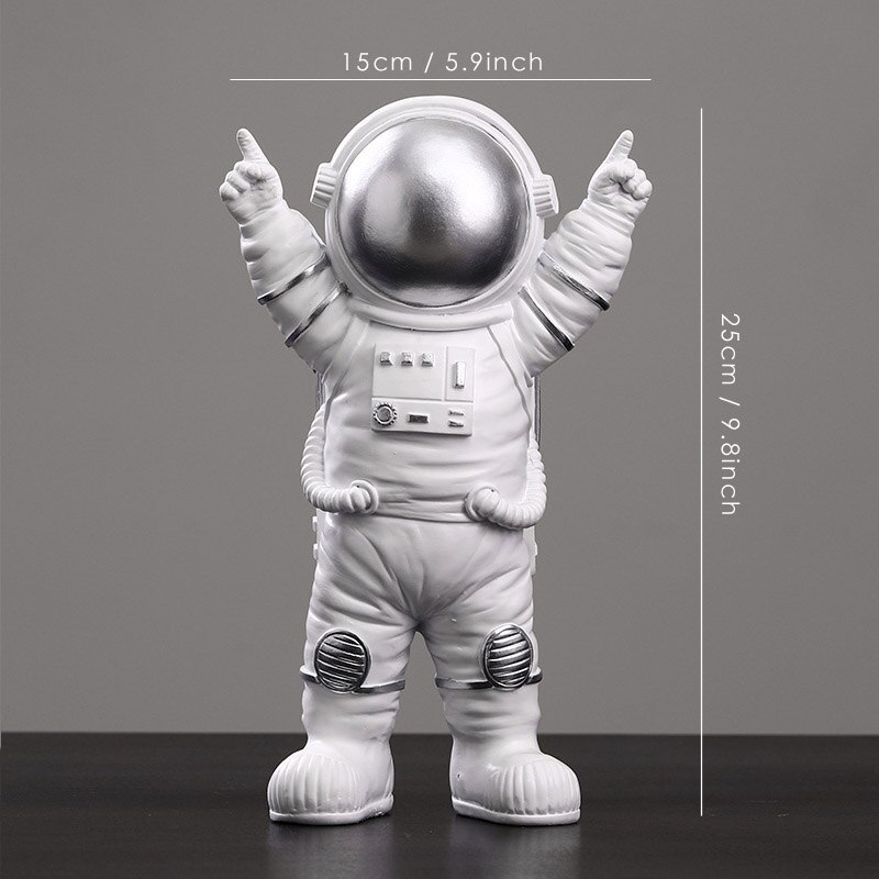 Resin Astronaut Figurines Spaceman With Moon Sculpture Decorative Miniatures Cosmonaut Statues For Man & Boyfriend: L
