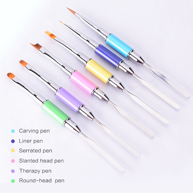 Lápiz de belleza para Nail Art, pluma de acero de doble cabeza y ajuste de pegamento con pluma de pintura de pétalos en forma especial, herramienta de belleza, 1 ud.