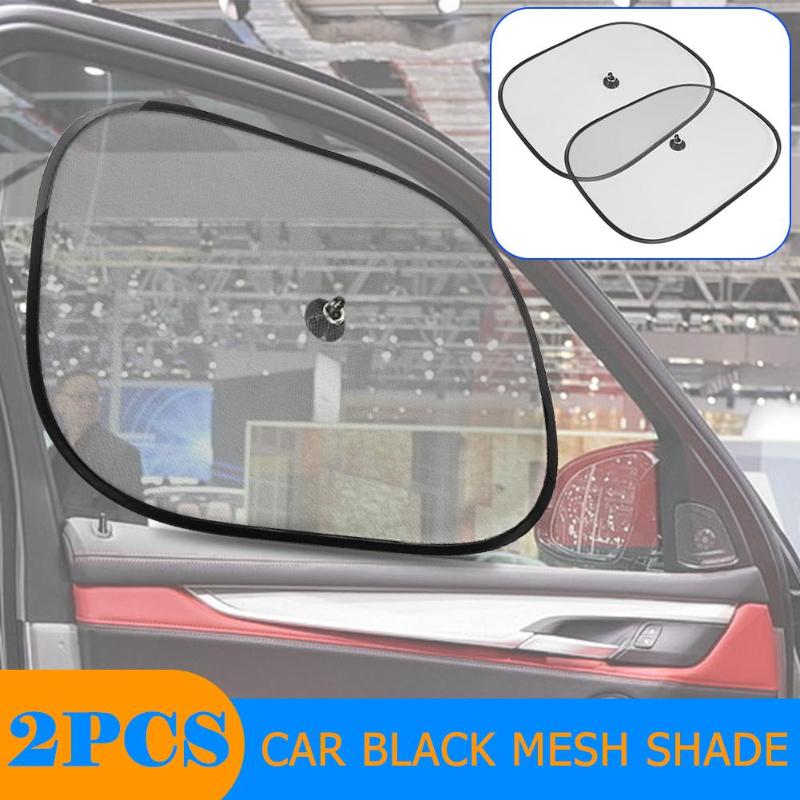 2 Stuks 44*36Cm Auto Gordijnen Zonnescherm Zwart Uv Mesh Bescherming Voor Voorzijde En Achterruit Auto styling Accessoires