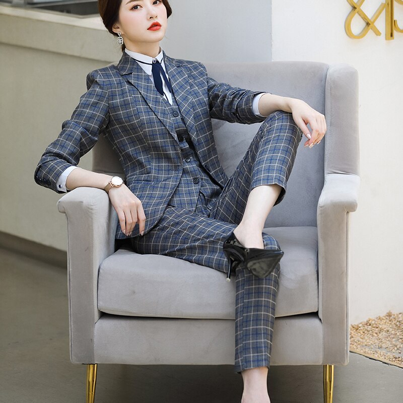Lenshin 2 Piece Set Plaid Formal Pant Suit Blazer Vicedeal Lenshin 2 Piece Set Plaid Formal Pant Suit Blazer Vicedeal