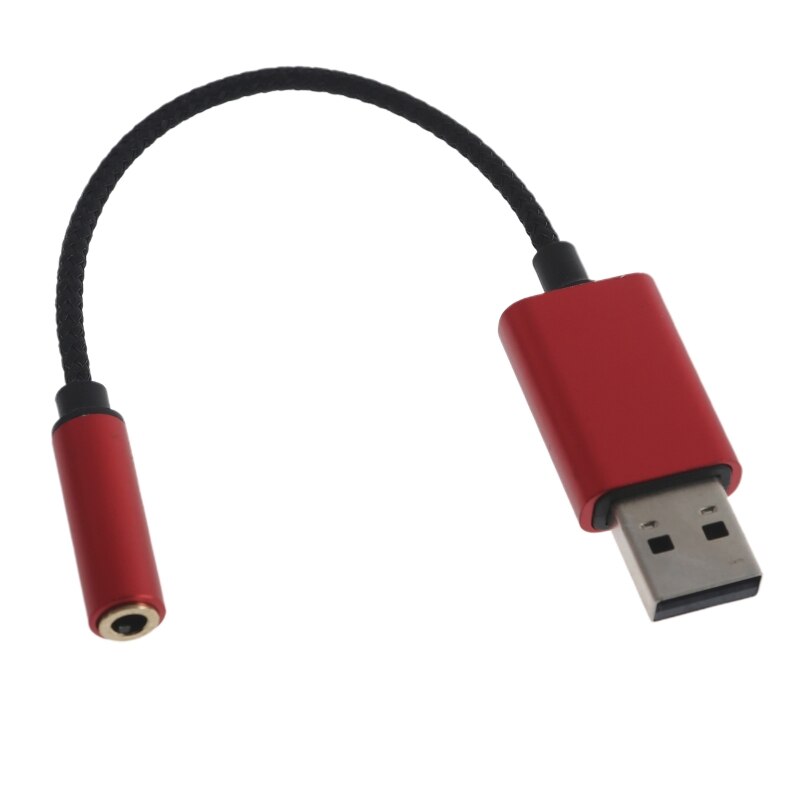 6.69in Adapter Male to Female USB to 3.5mm Jack Cable Headphones Mic Adapter for Headset PC Laptop Desktops: Red