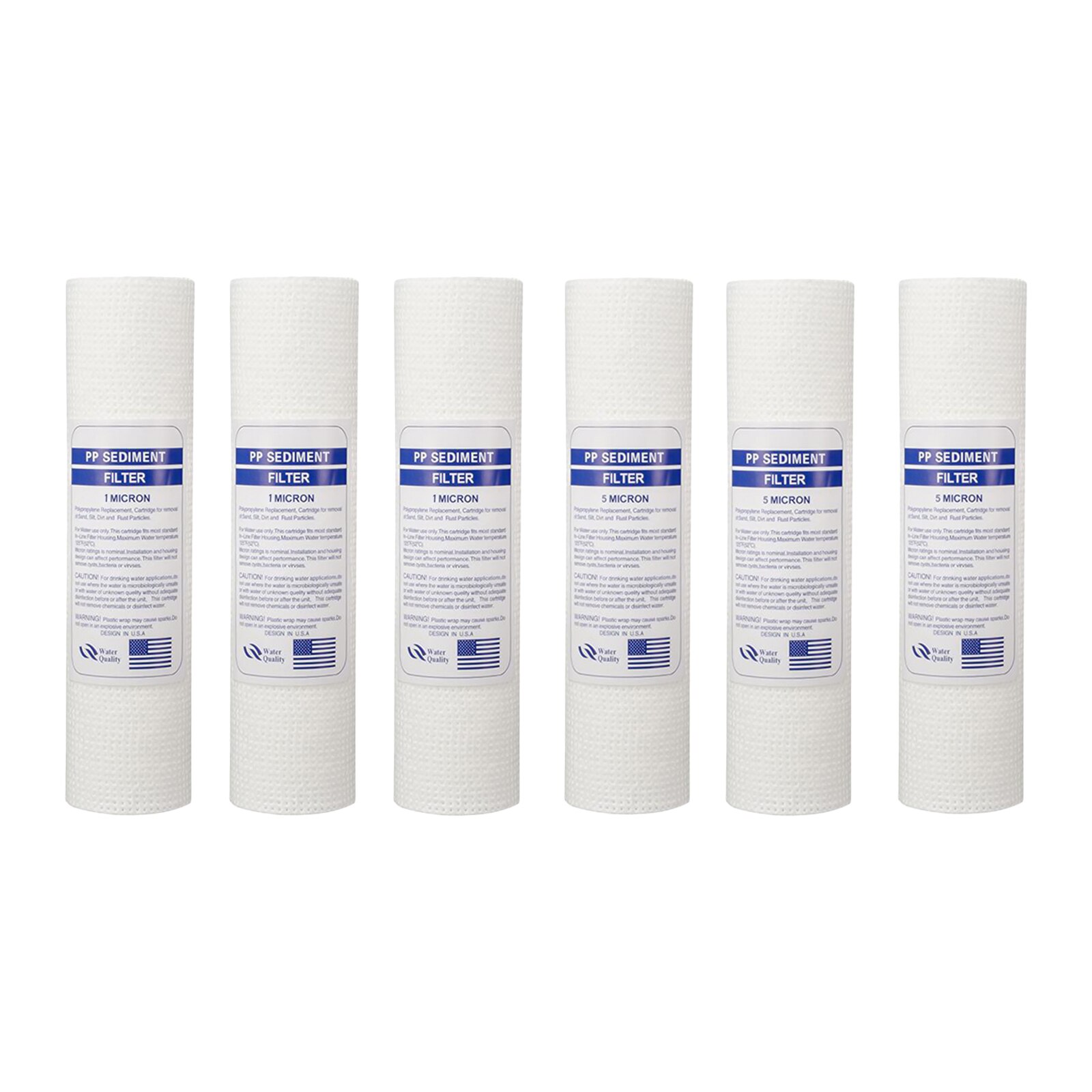 Household Water Sediment Polypropylene Filter 10" 1/5 Micron Water Replacement Cartridge 3pcs/pack