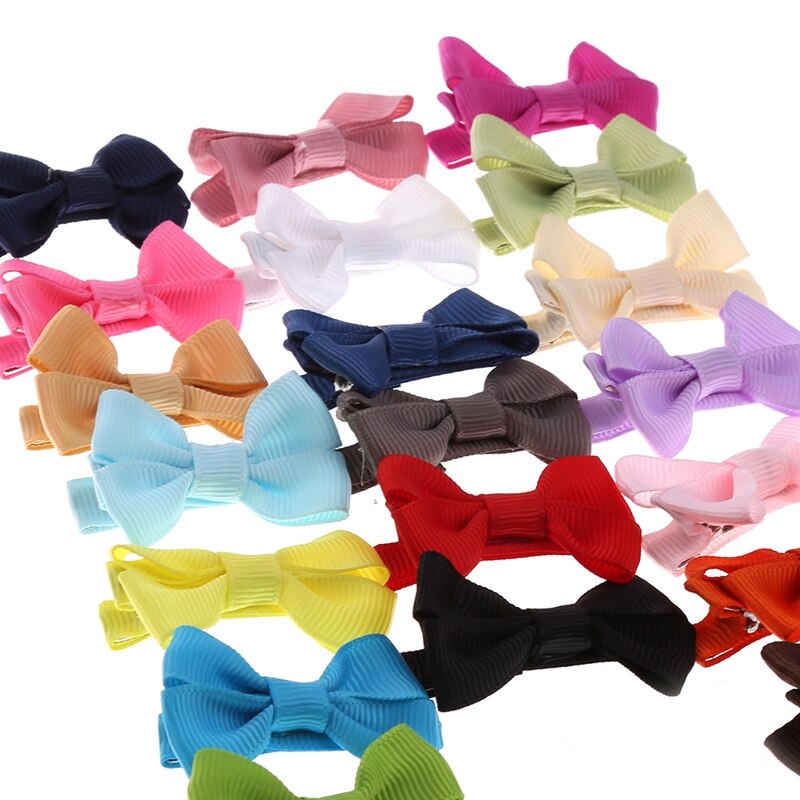 20Pcs Cute Hair Bows Boutique Alligator Clip Grosgrain Ribbon For Girl Baby Kids B36E