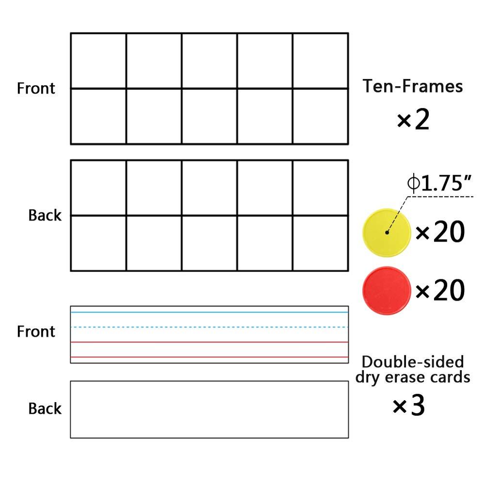 Tableau de poche à dix cadres pour la salle de classe et le chooling à la maison, manipulateur de mathématiques, tableau d'activité à 10 cadres pour le comptage des enfants